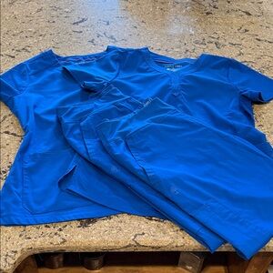 Two Sets of Purple Label by Healong Hands Blue Scrub Set Size Medium